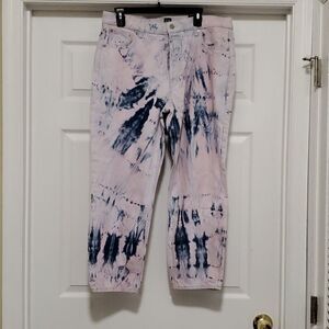 GAP DENIM NWOT tie dye woman pink & blue crop jean